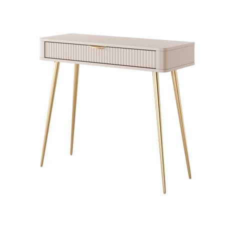 Toaletka 100 cm beż + złoty ryflowane fronty zaokrąglone boki  LANETT